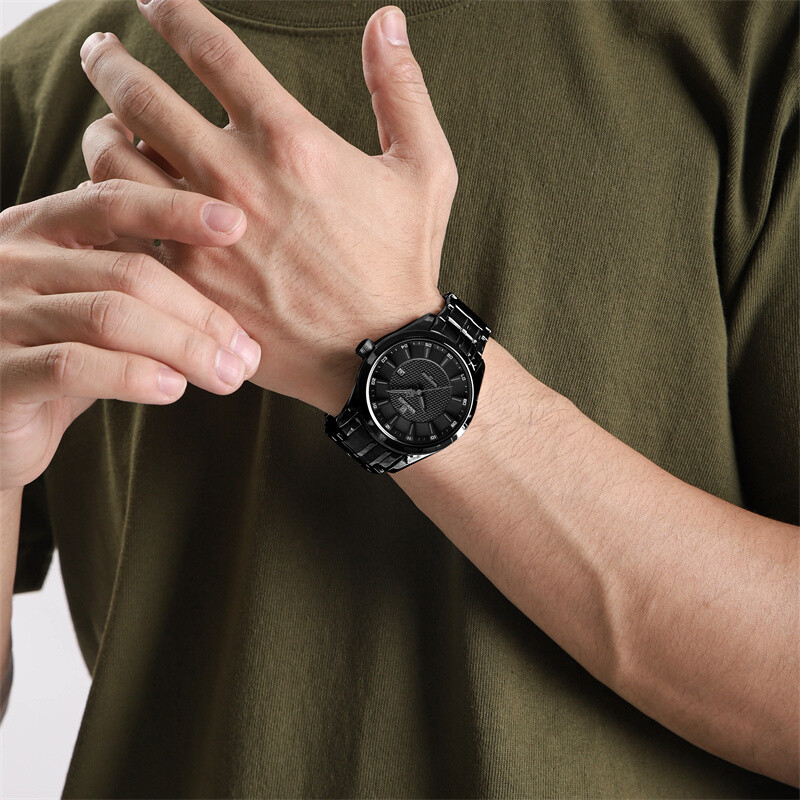 Marca de top NAVIFORCE Ceas pentru bărbați, cuarț, ceasuri de mână, ocazional de afaceri, curea din oțel inoxidabil, ceas cu dată, Relogio Masculino