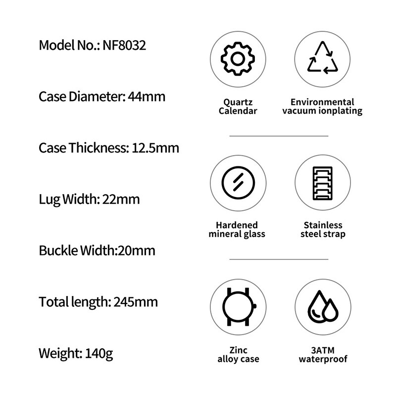 Marca de top NAVIFORCE Ceas pentru bărbați, cuarț, ceasuri de mână, ocazional de afaceri, curea din oțel inoxidabil, ceas cu dată, Relogio Masculino