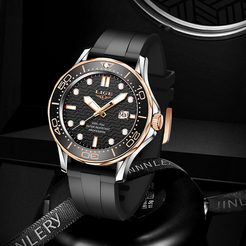 LIGE zīmola vīriešu pulksteņi biznesa kvarca pulksteņi vīriešu silikona siksniņa sporta ūdensizturīgi pulksteņi datuma rokas pulksteņi Relogios Masculino