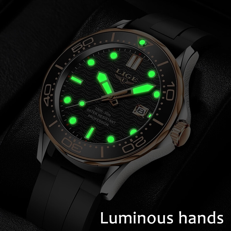 LIGE zīmola vīriešu pulksteņi biznesa kvarca pulksteņi vīriešu silikona siksniņa sporta ūdensizturīgi pulksteņi datuma rokas pulksteņi Relogios Masculino