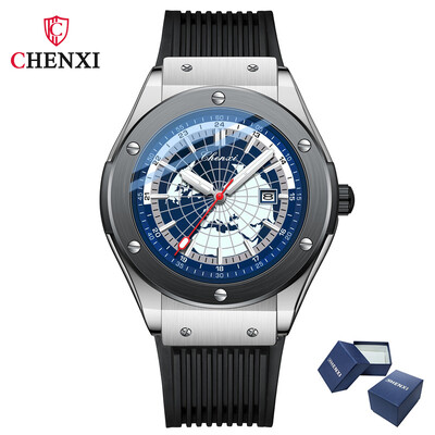 CHENXI 82442 ceas cu quartz pentru bărbați, casual, sport, de lux, marcă, hartă lumii, ceas militar, rezistent la apă, pentru bărbați, cadou