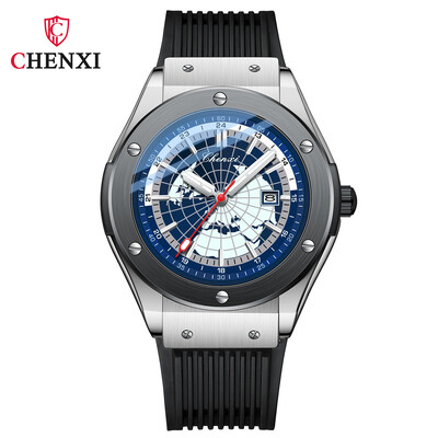 CHENXI 82442 ceas cu quartz pentru bărbați, casual, sport, de lux, marcă, hartă lumii, ceas militar, rezistent la apă, pentru bărbați, cadou