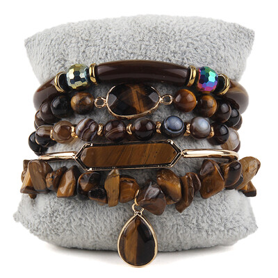 RH modni boemski dizajnerski kompleti s perlama od dragog kamenja ili komplet narukvica od 5 komada za žene Poklon nakita