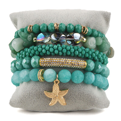 RH modni boemski dizajnerski kompleti s perlama od dragog kamenja ili komplet narukvica od 5 komada za žene Poklon nakita