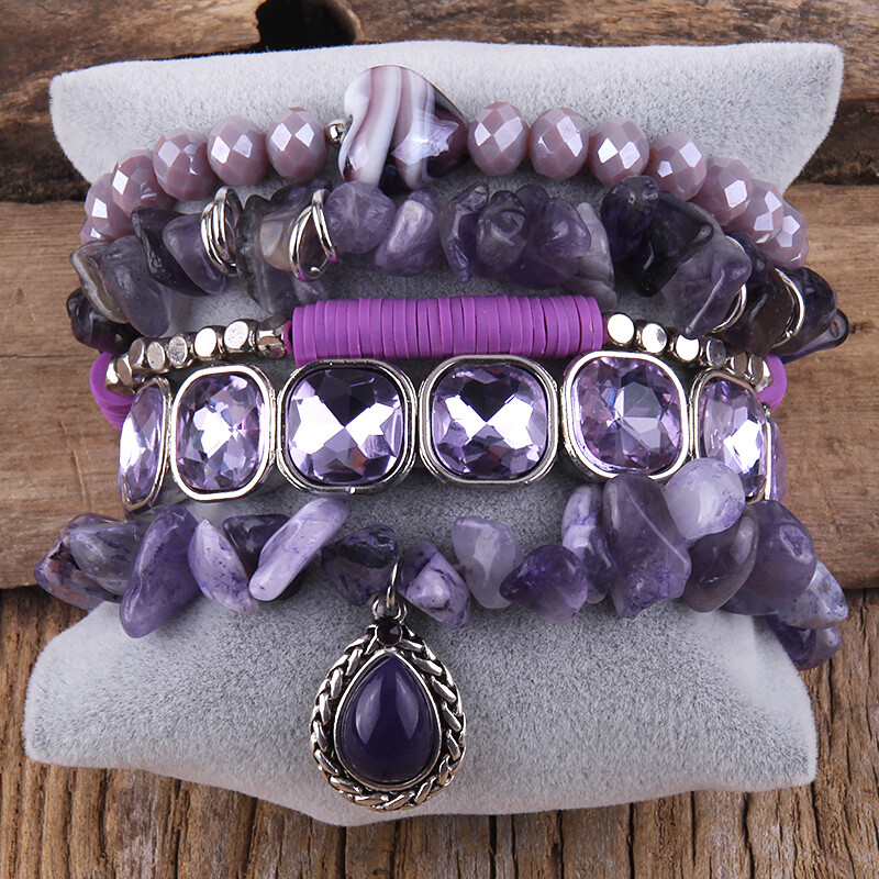 RH modni boemski dizajnerski kompleti s perlama od dragog kamenja ili komplet narukvica od 5 komada za žene Poklon nakita