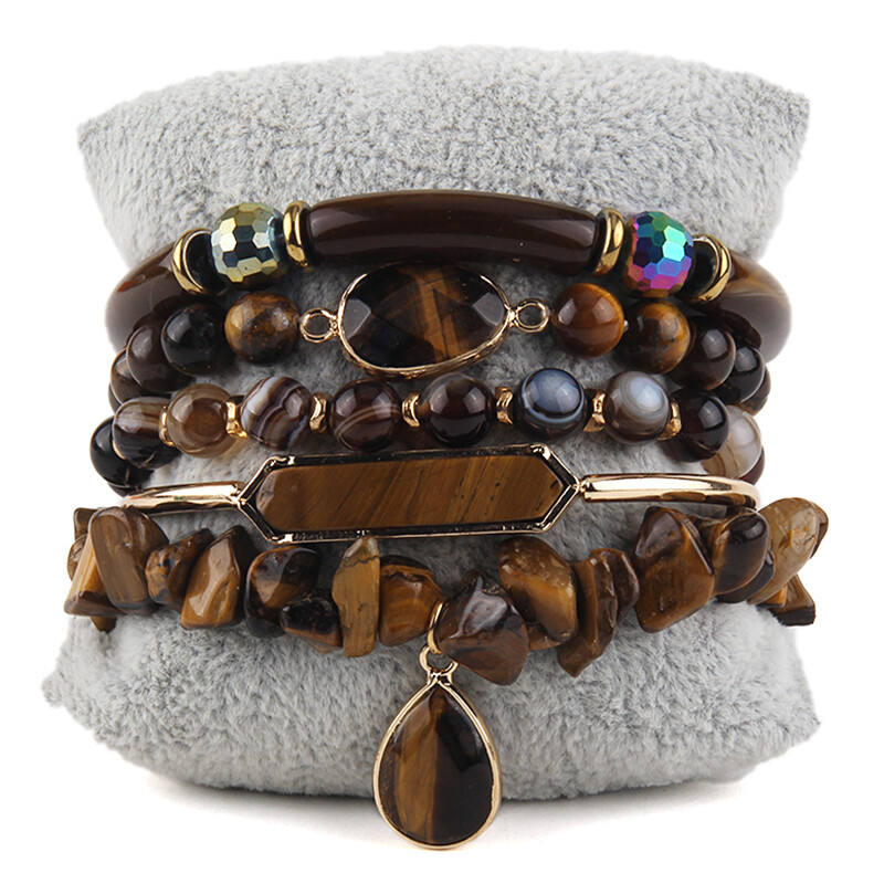 RH modni boemski dizajnerski kompleti s perlama od dragog kamenja ili komplet narukvica od 5 komada za žene Poklon nakita