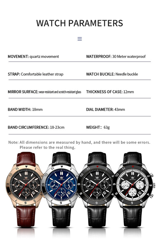 Ceas de cuarț OLEVS original pentru bărbați, curea din piele, cronograf, calendar, rezistent la apă, luminoase, ceasuri de mână pentru bărbați Relógio Masculino