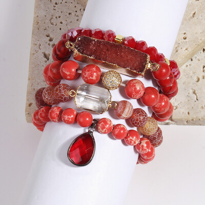 Brățară cu margele din piatră naturală Boho, la modă nouă