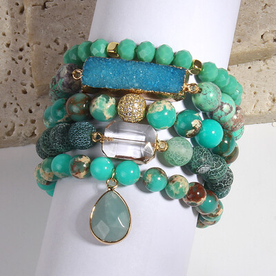 Brățară cu margele din piatră naturală Boho, la modă nouă