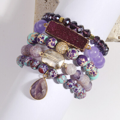 Brățară cu margele din piatră naturală Boho, la modă nouă