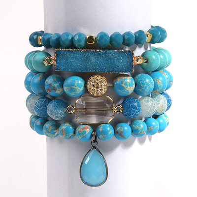 Brățară cu margele din piatră naturală Boho, la modă nouă