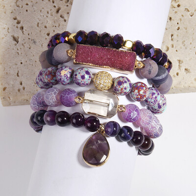 Brățară cu margele din piatră naturală Boho, la modă nouă