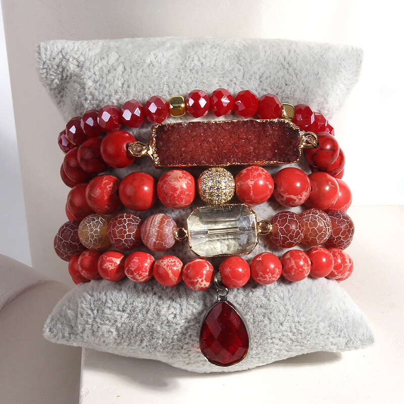 Brățară cu margele din piatră naturală Boho, la modă nouă