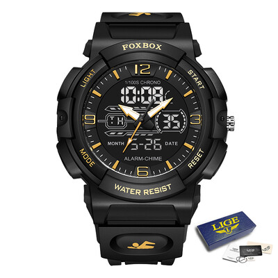 FOXBOX nou ceas de lux pentru bărbați marca LIGE, sport, modă, ceasuri de cuarț, ceasuri de mână digitale luminoase, impermeabile, ceasuri pentru bărbați