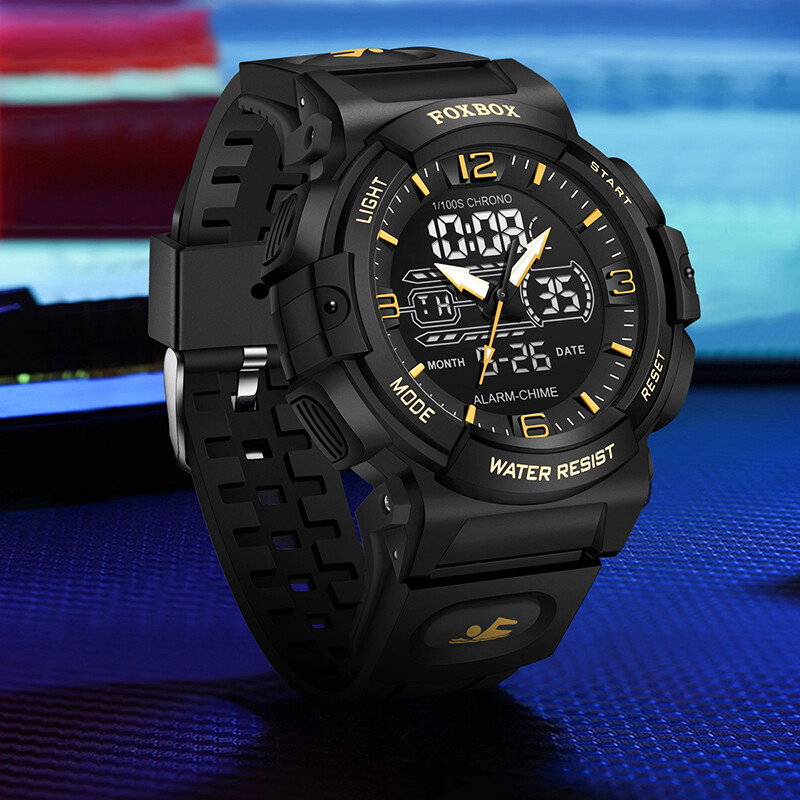 FOXBOX nou ceas de lux pentru bărbați marca LIGE, sport, modă, ceasuri de cuarț, ceasuri de mână digitale luminoase, impermeabile, ceasuri pentru bărbați