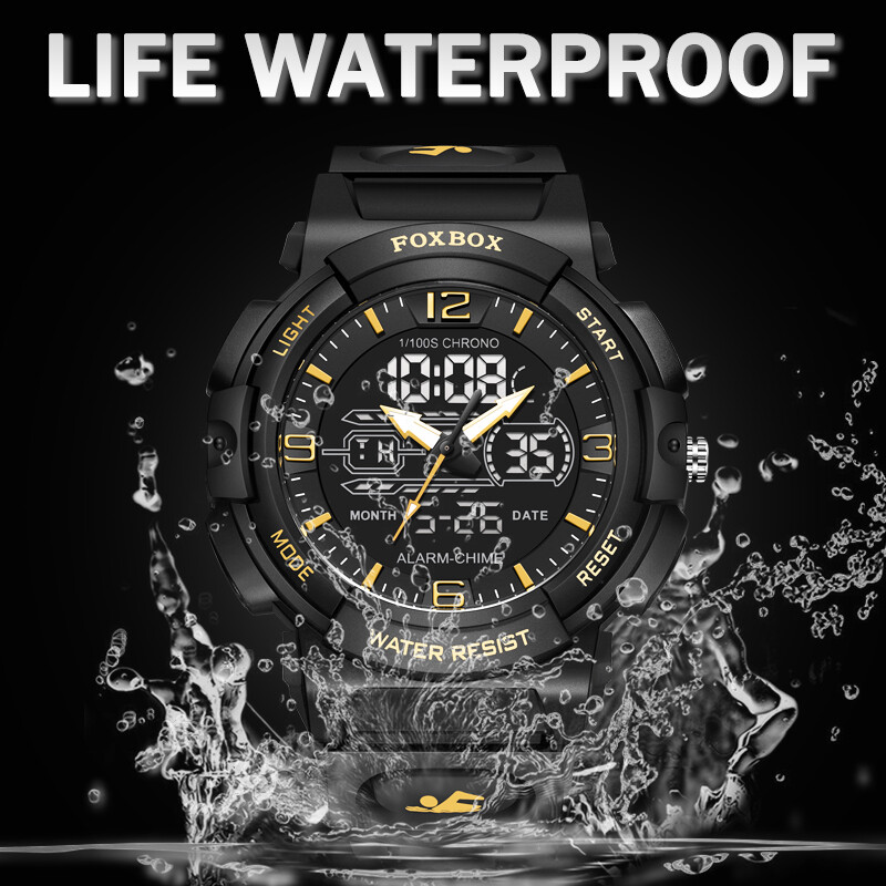FOXBOX nou ceas de lux pentru bărbați marca LIGE, sport, modă, ceasuri de cuarț, ceasuri de mână digitale luminoase, impermeabile, ceasuri pentru bărbați