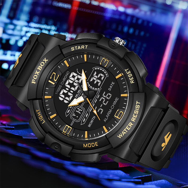 FOXBOX nou ceas de lux pentru bărbați marca LIGE, sport, modă, ceasuri de cuarț, ceasuri de mână digitale luminoase, impermeabile, ceasuri pentru bărbați