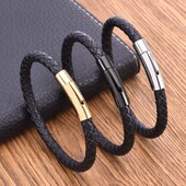 Brățară din piele de calitate pentru bărbați femei Accesorii din oțel inoxidabil Brățări stil împletitură Bijuterii pentru petrecerea de aniversare Cadouri