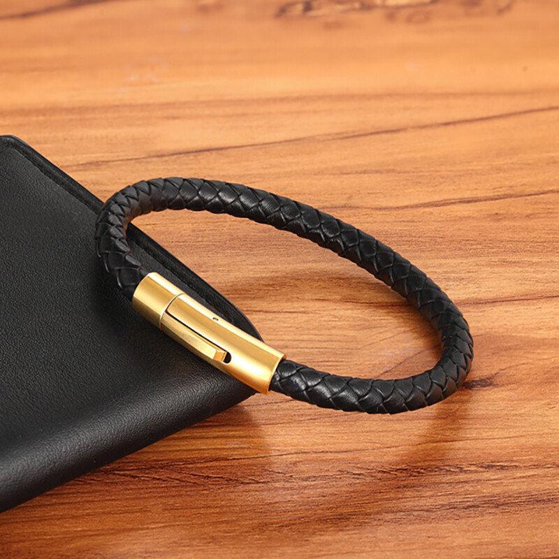 Brățară din piele de calitate pentru bărbați femei Accesorii din oțel inoxidabil Brățări stil împletitură Bijuterii pentru petrecerea de aniversare Cadouri