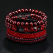 Modes vintage vīriešu ādas rokassprādze Cupid's Arrow Koka krelles ādas ar rokām austas retro stila rokassprādzes vīriešiem