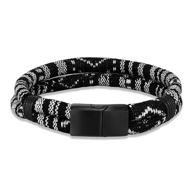 MKENDN Brățară neagră din oțel inoxidabil Surfer, frânghie, impermeabilă, bărbați, femei, țesută manual, design cu două straturi, cadou de bijuterii pentru plajă