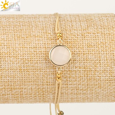 CSJA Pītas virves Ķēdes Kuloni Austi Rokassprādzes Rotaslietas Apaļas Kristāla Pērles Minimālisma Sieviešu Rokassprādzes Piekariņi Pulseras S503