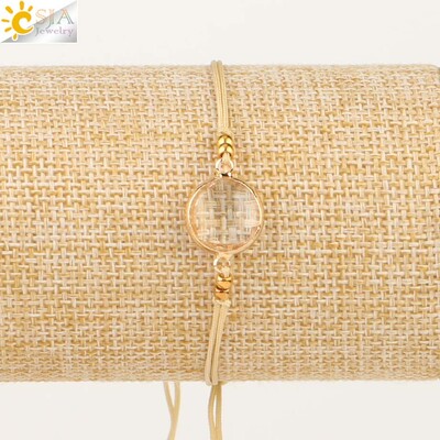 CSJA Pītas virves Ķēdes Kuloni Austi Rokassprādzes Rotaslietas Apaļas Kristāla Pērles Minimālisma Sieviešu Rokassprādzes Piekariņi Pulseras S503