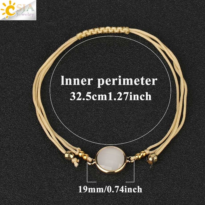 CSJA Pītas virves Ķēdes Kuloni Austi Rokassprādzes Rotaslietas Apaļas Kristāla Pērles Minimālisma Sieviešu Rokassprādzes Piekariņi Pulseras S503