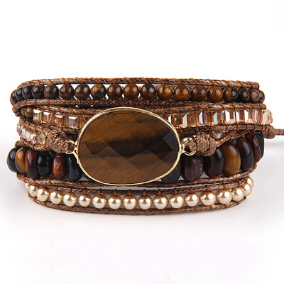 RH Fashion Handma Bohemian Jewelry Dodatak Mješano prirodno kamenje Šarm od 5 niti Omotane narukvice Poklon DropShipping