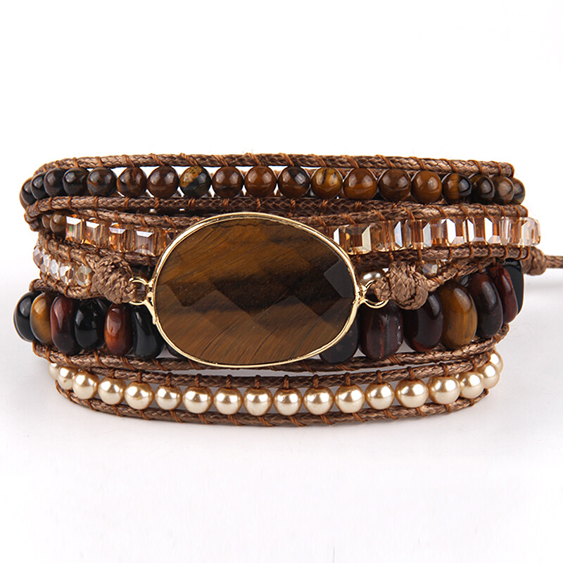 RH Fashion Handma Bohemian Jewelry Dodatak Mješano prirodno kamenje Šarm od 5 niti Omotane narukvice Poklon DropShipping