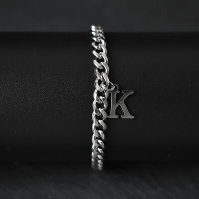 Гривни със сребърен цвят AZ инициал за мъже, жени, никога не избледняваща гривна от кубинска верига от неръждаема стомана с 26 буквена азбука