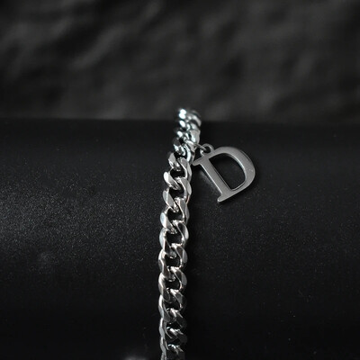 Гривни със сребърен цвят AZ инициал за мъже, жени, никога не избледняваща гривна от кубинска верига от неръждаема стомана с 26 буквена азбука