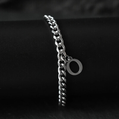 Гривни със сребърен цвят AZ инициал за мъже, жени, никога не избледняваща гривна от кубинска верига от неръждаема стомана с 26 буквена азбука