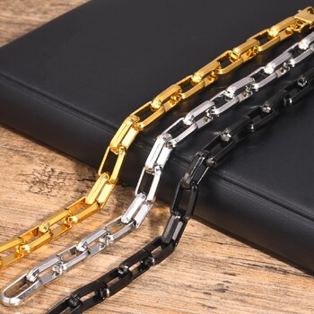 Vnox Punk Heavy Rectangular Link Chain гривни за мъже тийнейджъри момчета, ретро оксидирана кламер верижка гривна, масивни бижута