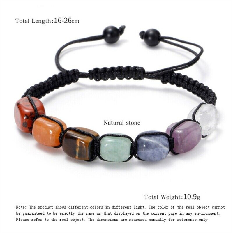 Brățări cu 7 chakre Reiki Brățară împletită din piatră naturală Bărbați Femei Cristale Vindecare Anxietate Bijuterii Accesorii de frânghie reglabile