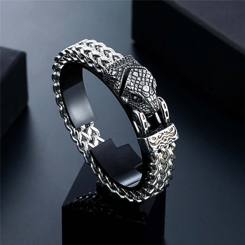 Retro Vikingi Urs Norse Wolf Brățări Punk Oțel inoxidabil Lanț plasă șarpe Vultur Animal Biker Brățară Bijuterii islandeze