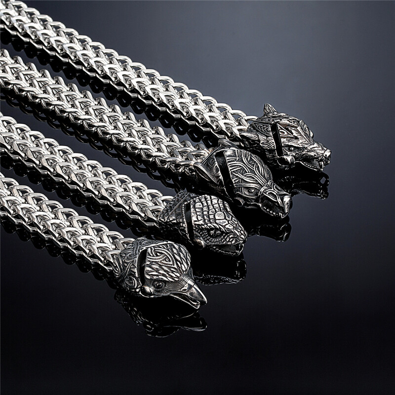 Retro Vikingi Urs Norse Wolf Brățări Punk Oțel inoxidabil Lanț plasă șarpe Vultur Animal Biker Brățară Bijuterii islandeze