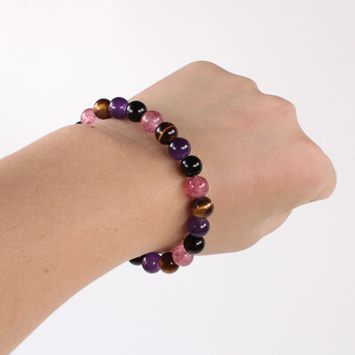 Успокояваща гривна против тревожност за жени, облекчаване на стреса, изцеление, кристал, духовна енергия, бижута от естествен камък, тигрово око, аметист