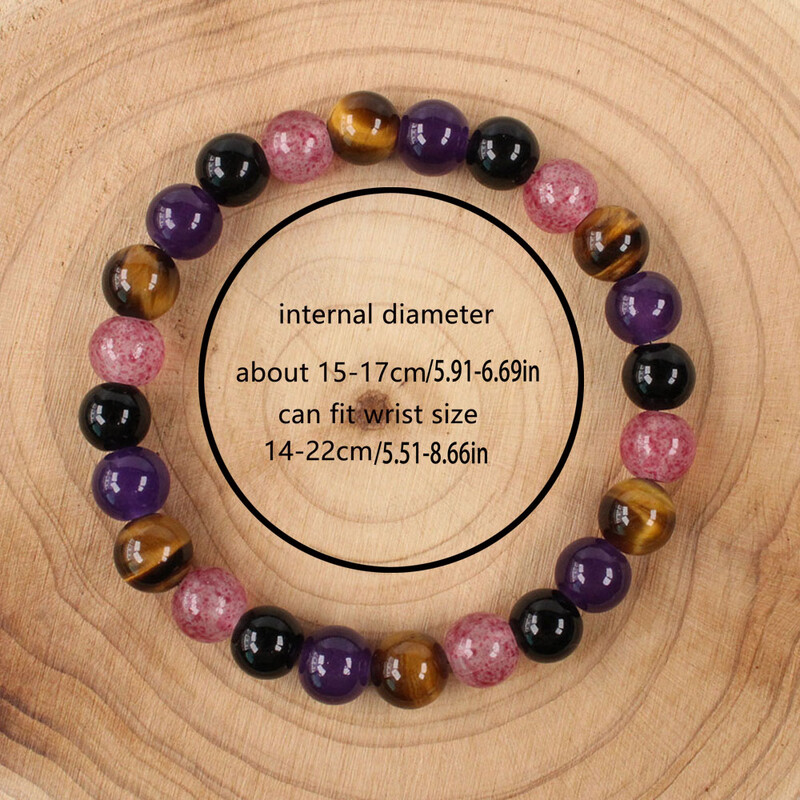 Успокояваща гривна против тревожност за жени, облекчаване на стреса, изцеление, кристал, духовна енергия, бижута от естествен камък, тигрово око, аметист