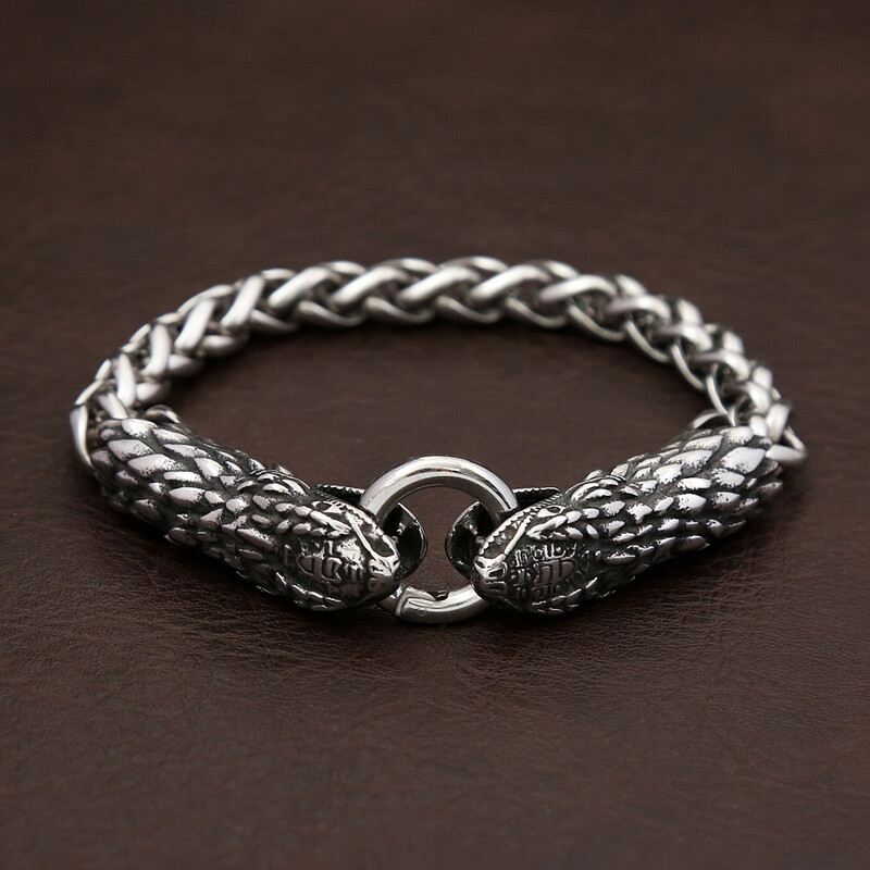 Gothic vīriešu čūskas formas nerūsējošā tērauda rokassprādzes panku vintage modes dzīvnieku ķēdes rokassprādzes, šarms, modernas juvelierizstrādājumu vairumtirdzniecība