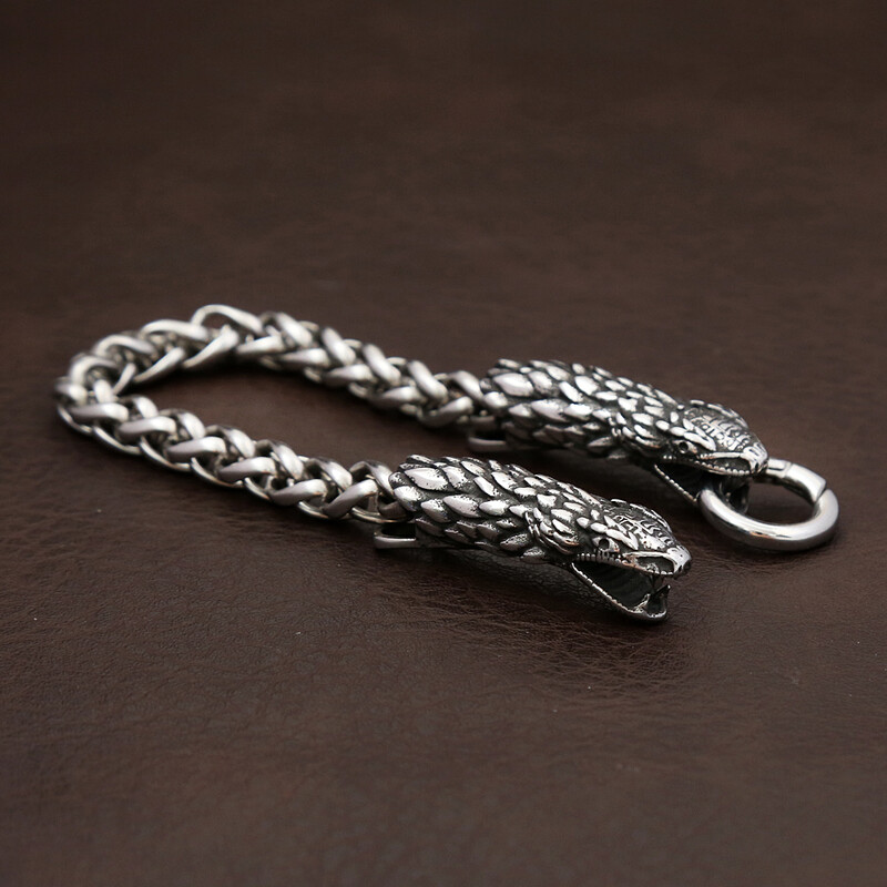 Gothic vīriešu čūskas formas nerūsējošā tērauda rokassprādzes panku vintage modes dzīvnieku ķēdes rokassprādzes, šarms, modernas juvelierizstrādājumu vairumtirdzniecība