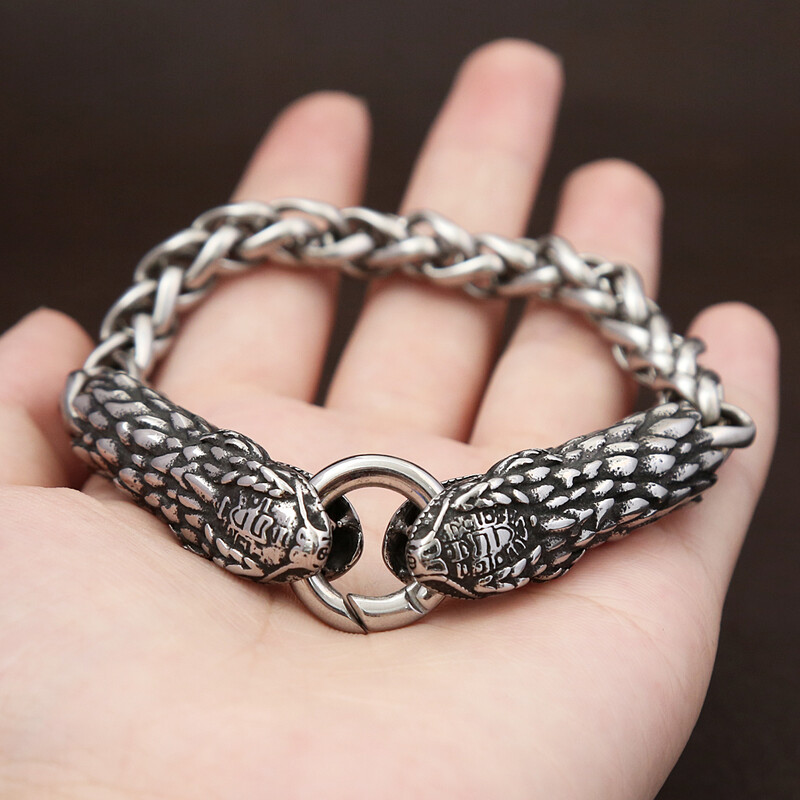 Gothic vīriešu čūskas formas nerūsējošā tērauda rokassprādzes panku vintage modes dzīvnieku ķēdes rokassprādzes, šarms, modernas juvelierizstrādājumu vairumtirdzniecība