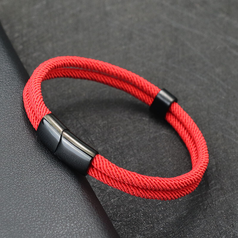 Noter Jauna Rokassprādze Vīriešu Divslāņu 4 mm Milānas Virve Braslet Rokassprādze Lucky Red Thread Rokassprādze Nerūsējošā tērauda Rotaslietas Armbanden