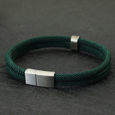 2024. gada jauna modes virves rokassprādze vīriešiem sudraba krāsa nerūsējošā tērauda sprādzes auduma rokassprādze Accesorios Hombre sarkana vītnes rokassprādze Joias