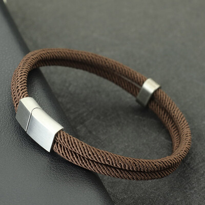 2024. gada jauna modes virves rokassprādze vīriešiem sudraba krāsa nerūsējošā tērauda sprādzes auduma rokassprādze Accesorios Hombre sarkana vītnes rokassprādze Joias