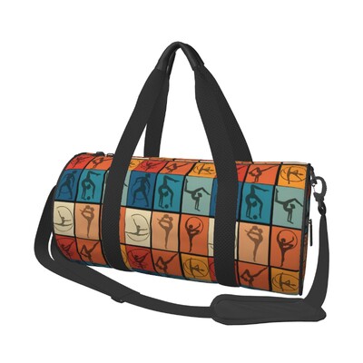 Geantă de gimnastică Geantă de sport cu imprimeu pentru gimnastică artistică, cu pantofi, pentru bărbați, femei, geantă personalizată impermeabilă, geantă de fitness retro de călătorie