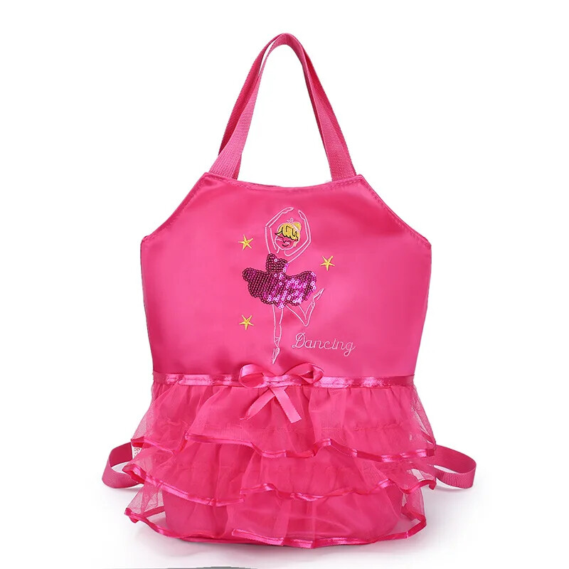Geantă de umăr de balet pentru copii pentru fete geantă de școală din plasă dulce pentru grădiniță, broderie de modă, geantă de prințesă, geantă de dans pentru copii, roz