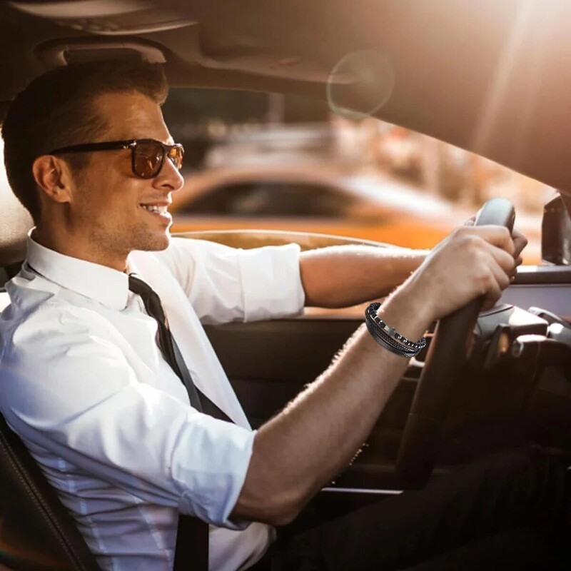 Brățară încrucișată pentru bărbați, brățară țesătă cu mai multe șuvițe, brățară manșetă sau cadou de zi de naștere pentru el