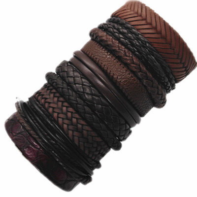10 bucăți/set negru Wrap țesute New Fashion Brățări făcute manual pentru bărbați Brățări din piele pentru bărbați Brățari din piele pentru bărbați Brățari pentru bijuterii cu ridicata Cadou