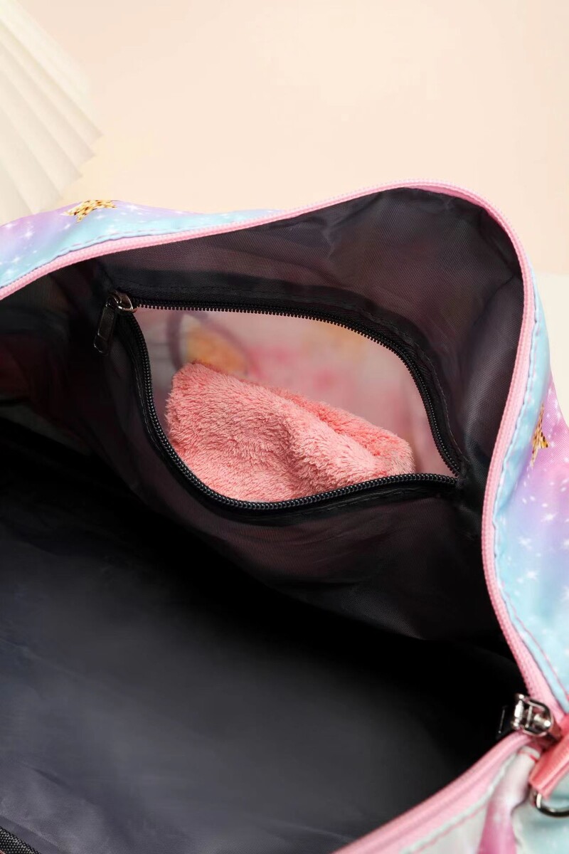 Geantă de călătorie în aer liber pentru copii, geantă de umăr cu imprimeu de unicorn, de capacitate mare pentru separare umedă și uscată, geantă de fitness